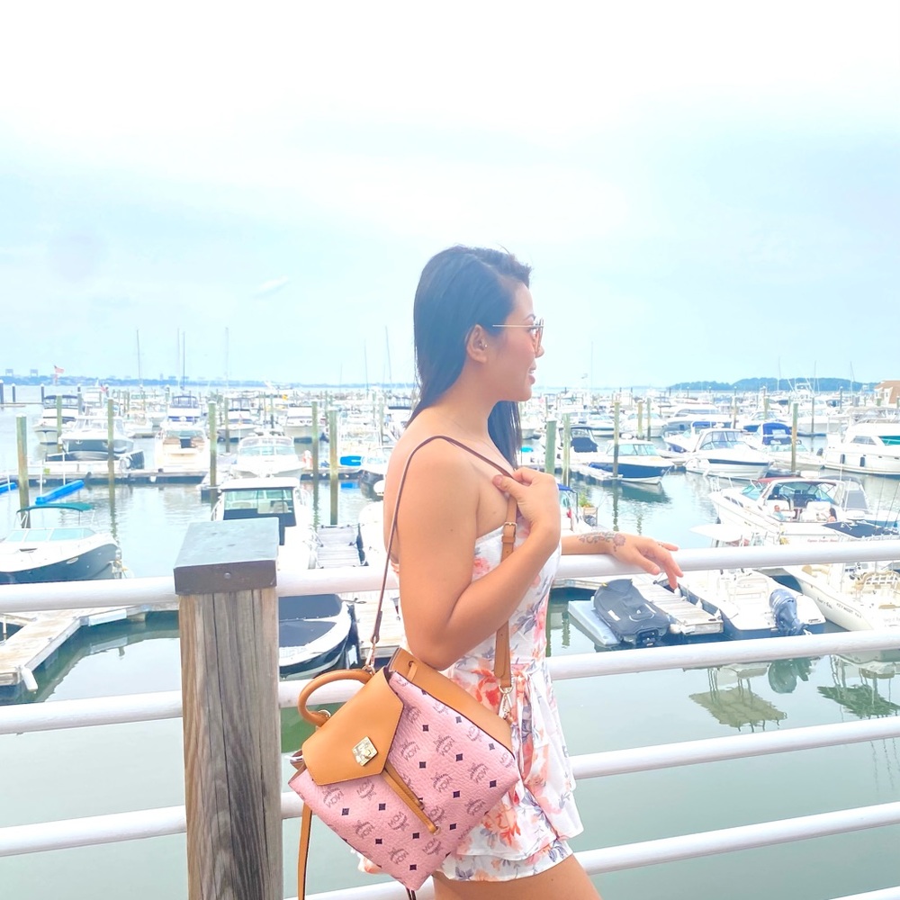 MCM soft pink essential crossbody / backpack